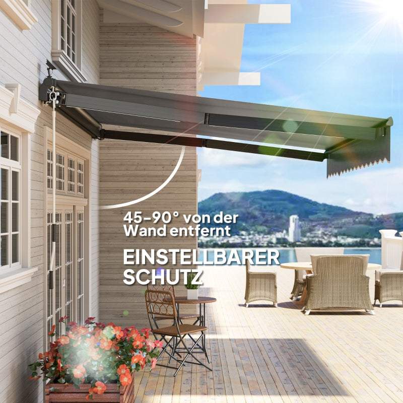 Klemmmarkise, Handkurbel Solarleuchte Gelenkarm UV 50+ 400cm, Grau