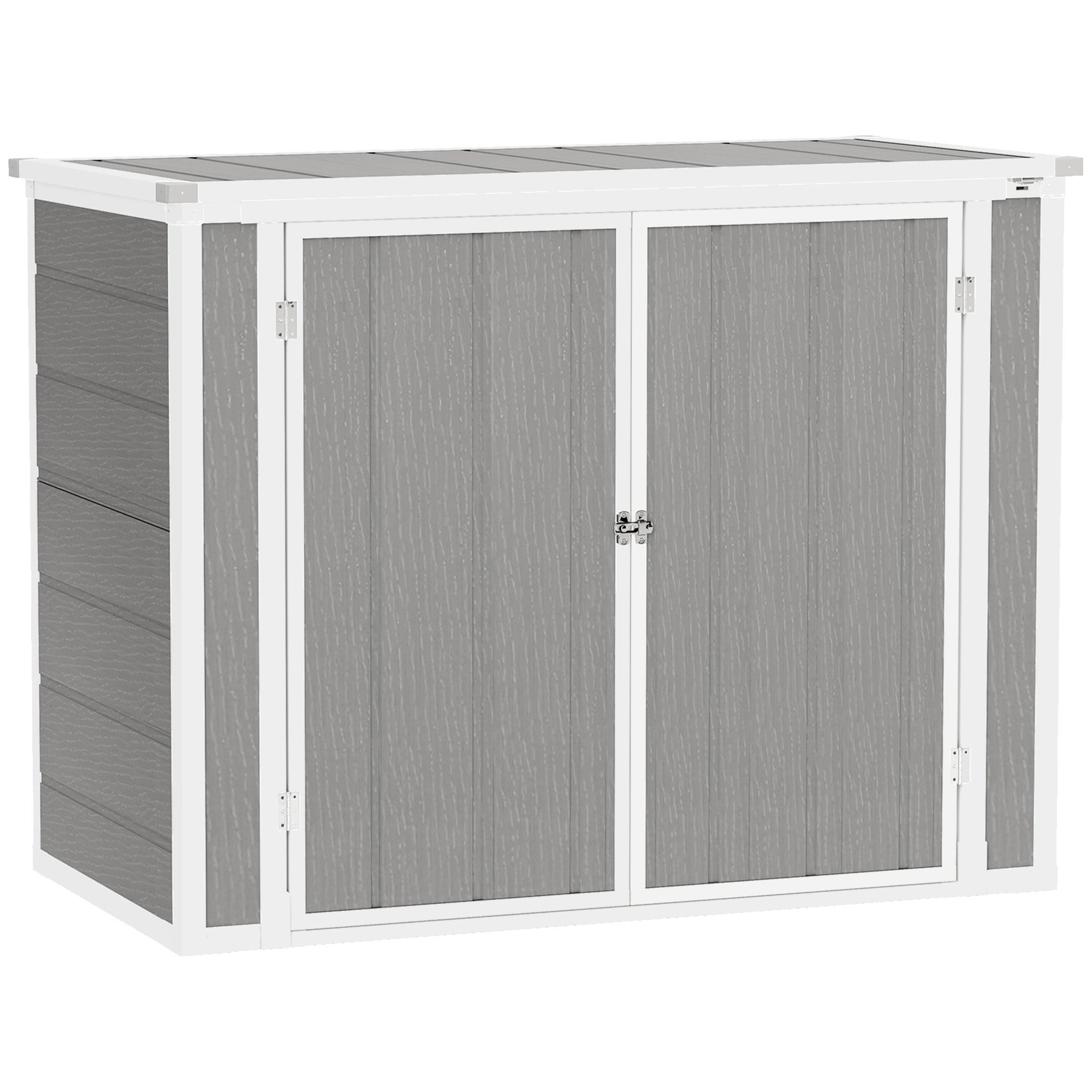 Garden Shed Double Bin Storage Lockable Doors Openable Lid Grey