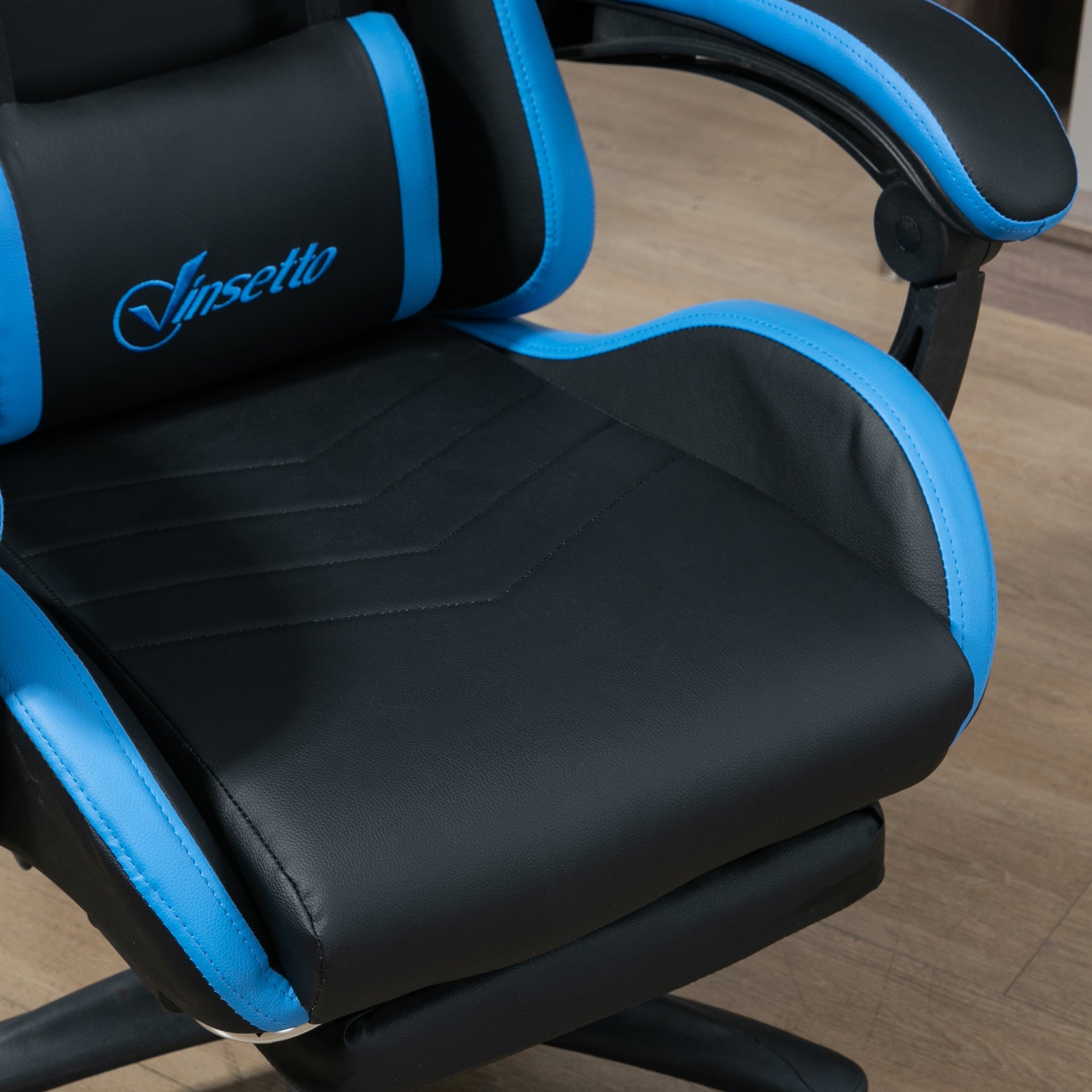 Vinsetto Gaming Chair, Height-Adjustable, Reclining, Blue Black