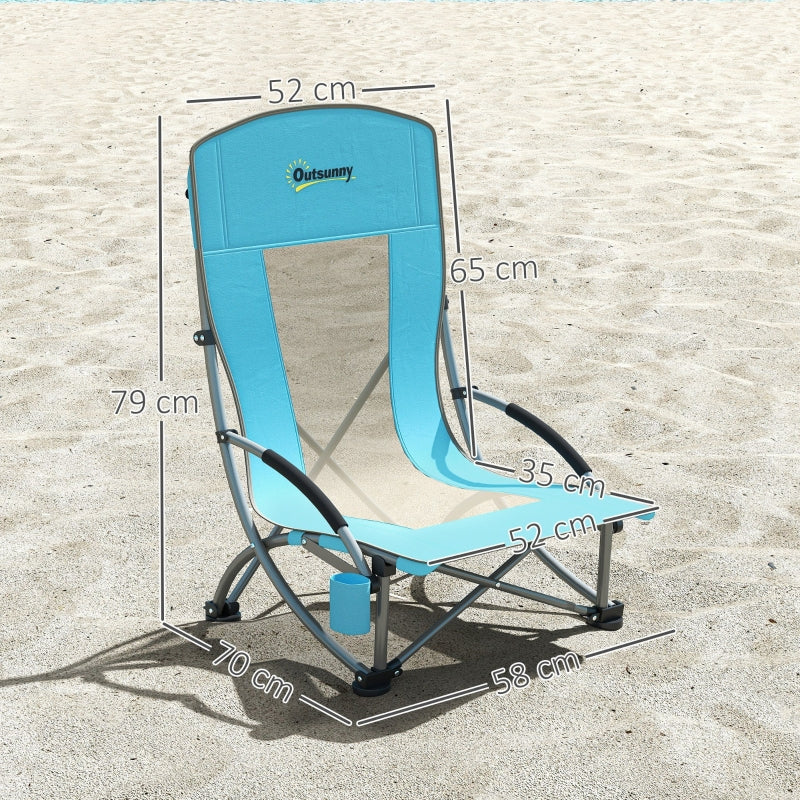 Folding Camping Chairs, Set of 2 with Cup Holder, Mesh Backrest, Black
