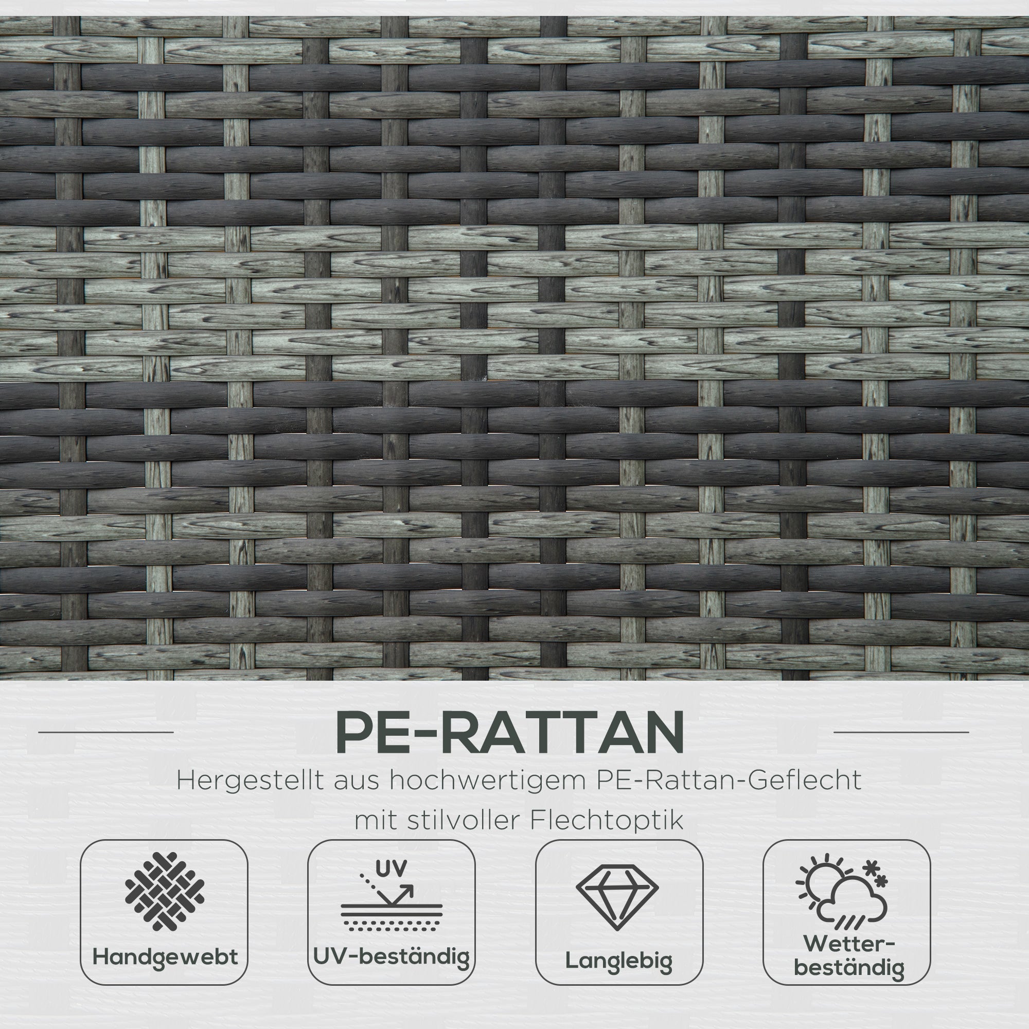 Polyrattan Sun Lounger 2-Person Relax Lounger 5-Position Backrest, Metal & PE Rattan