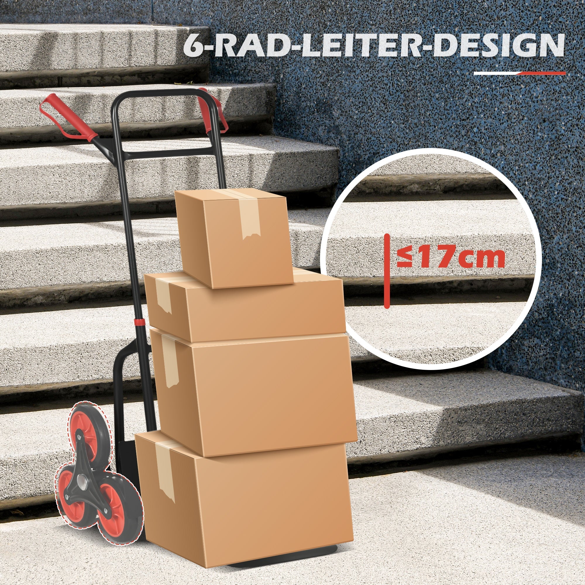 DURHAND Stair Climber Sack Barrow, 150 kg Foldable, Steel