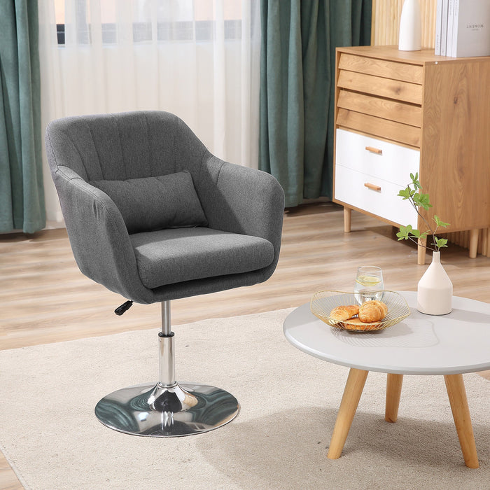Work Stool Swivel Office Chair Height Adjustable, Linen-like Polyester Dark Grey