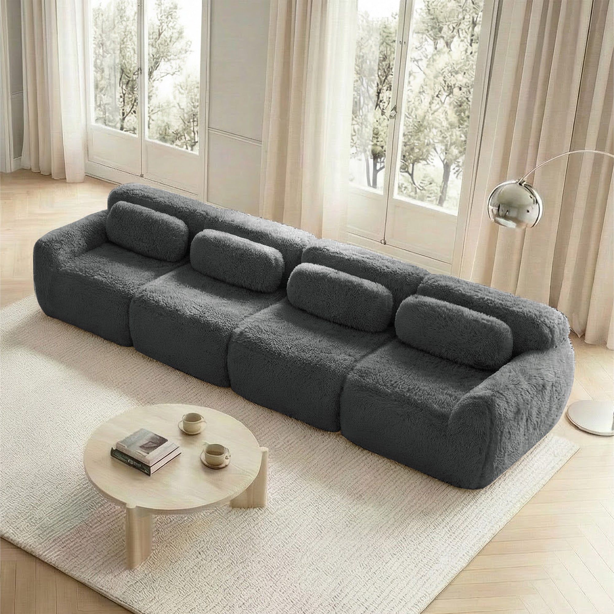 4-seater Sofa Multi-Combination Premium Plush Fabric Grey