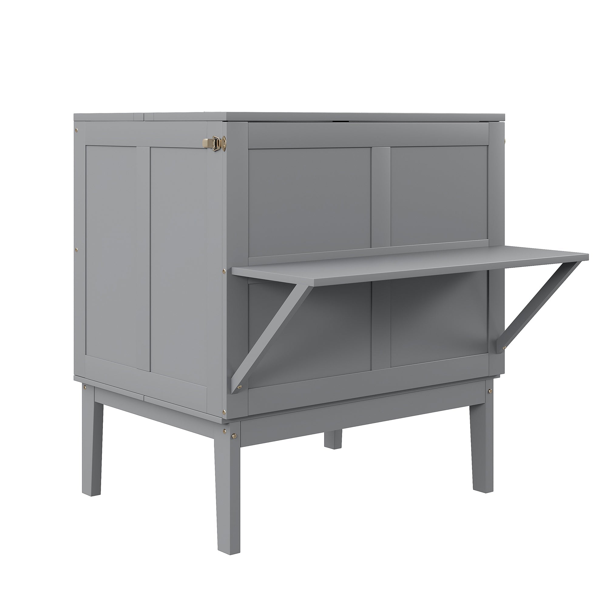 Wall Bed, 90x200 cm, Slatted Frame, Grey