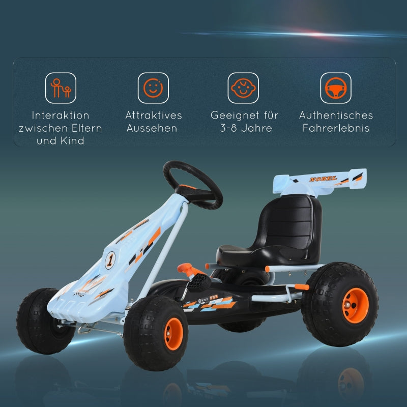 Pedal Go-Kart, adjustable seat, 97x66x59cm, steel, light blue