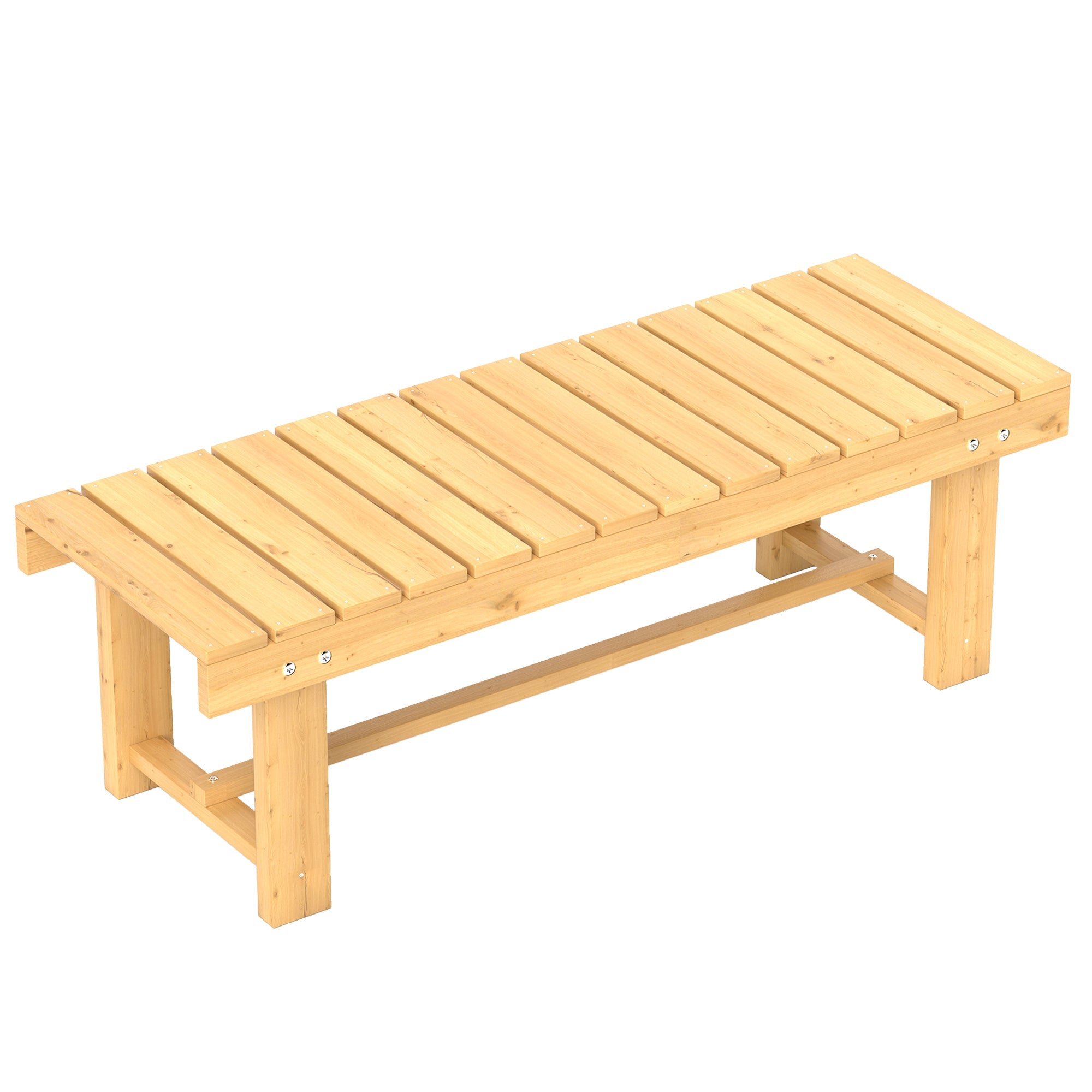 Garden Bench 2-Seater, Waterproof Durable 110x38x35cm Solid Wood, Natural Color