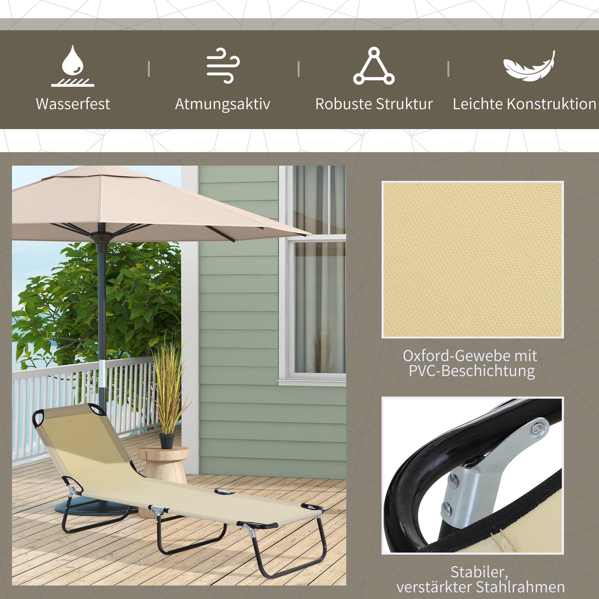 Sun Lounger Adjustable Backrest 188x56x28cm Steel Blue