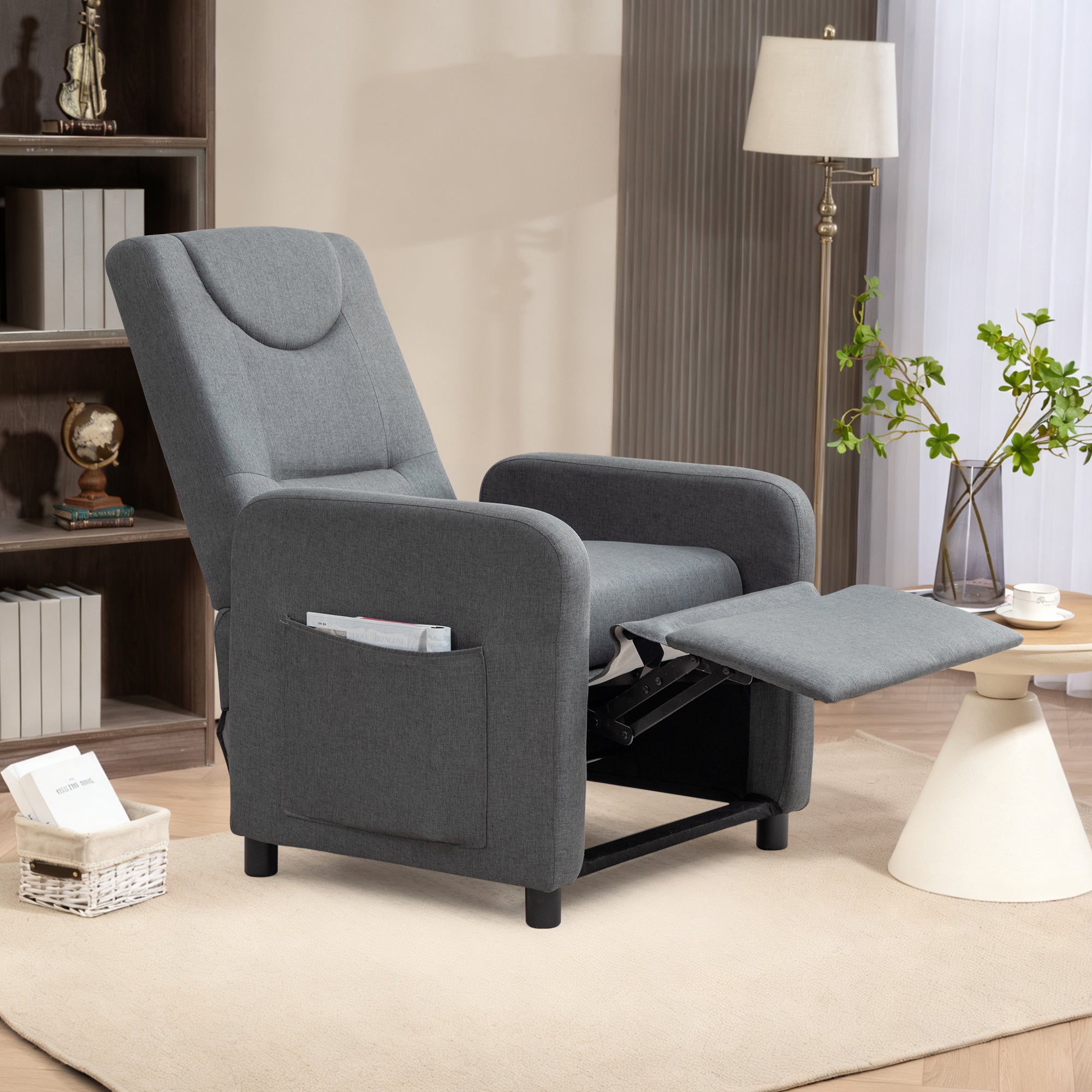 Reclining Armchair Adjustable Function - Dark Grey