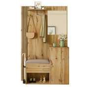 Wardrobe Set, Compact Hallway with Mirror & Cushion, Black Trim