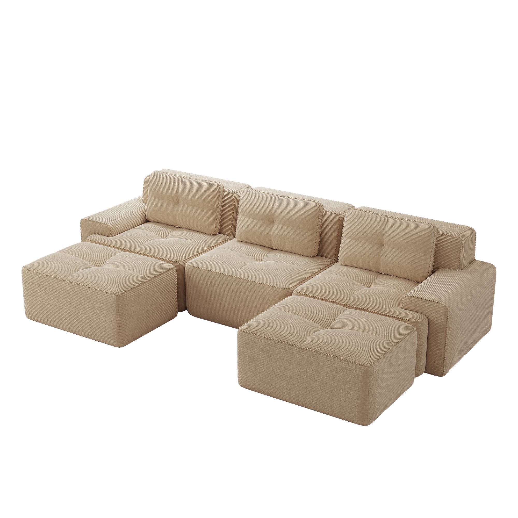 Cloud Modular Sofa U-shaped Ottoman 3-Seater - Corduroy Beige
