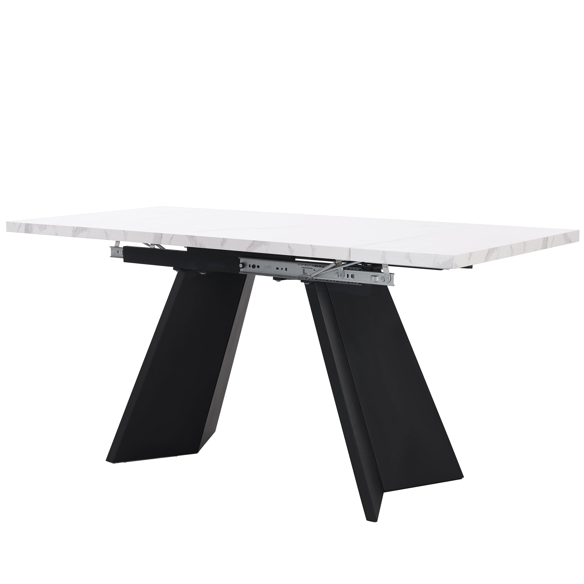5-Piece Dining Set Extendable Table 160x80cm with 4 Grey Velvet Chairs White