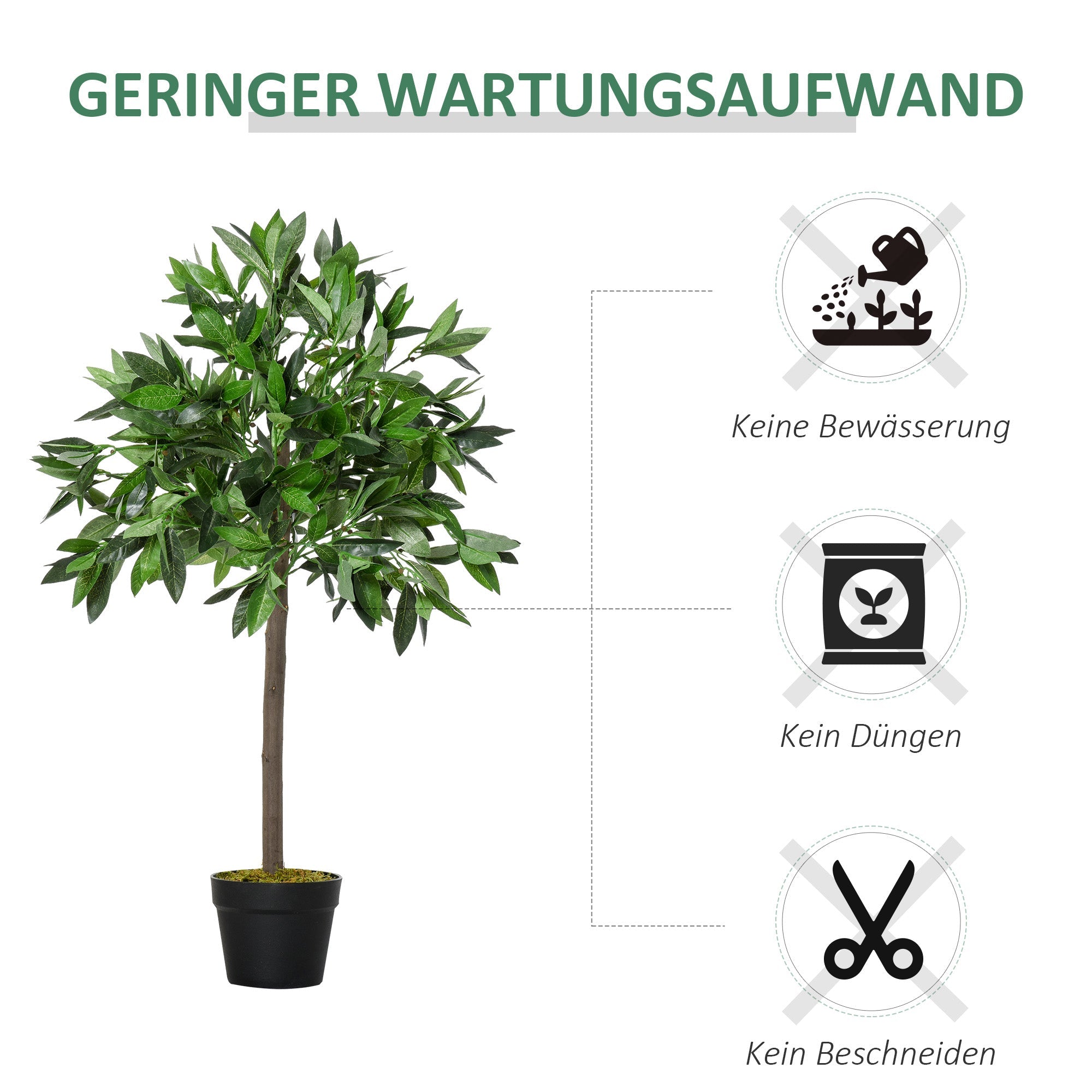 Artificial Bay Trees, Set of 2, 90 cm, Green