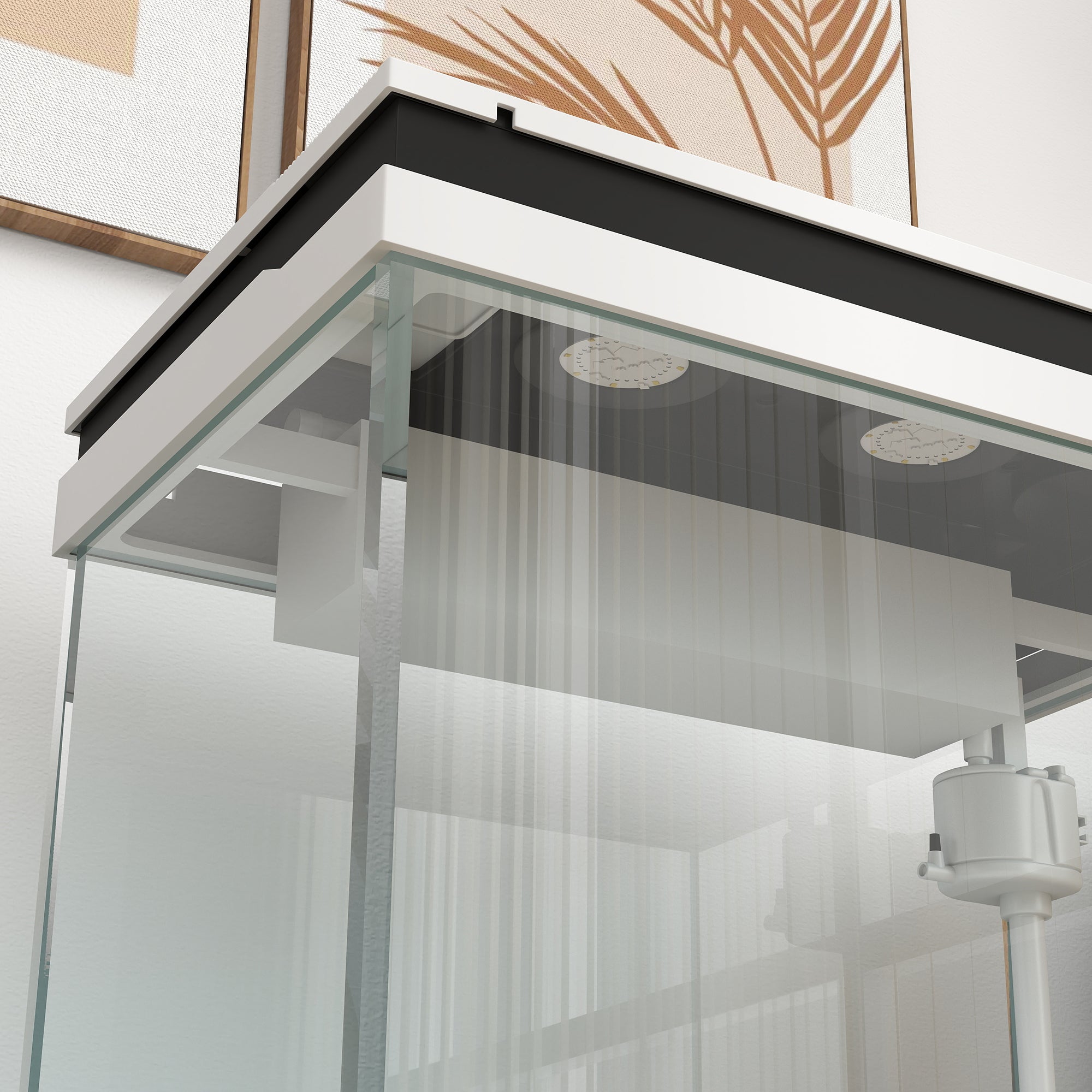 Aquarium, 41 Liter Glas mit Filtersystem, LED-Beleuchtung, Weiß