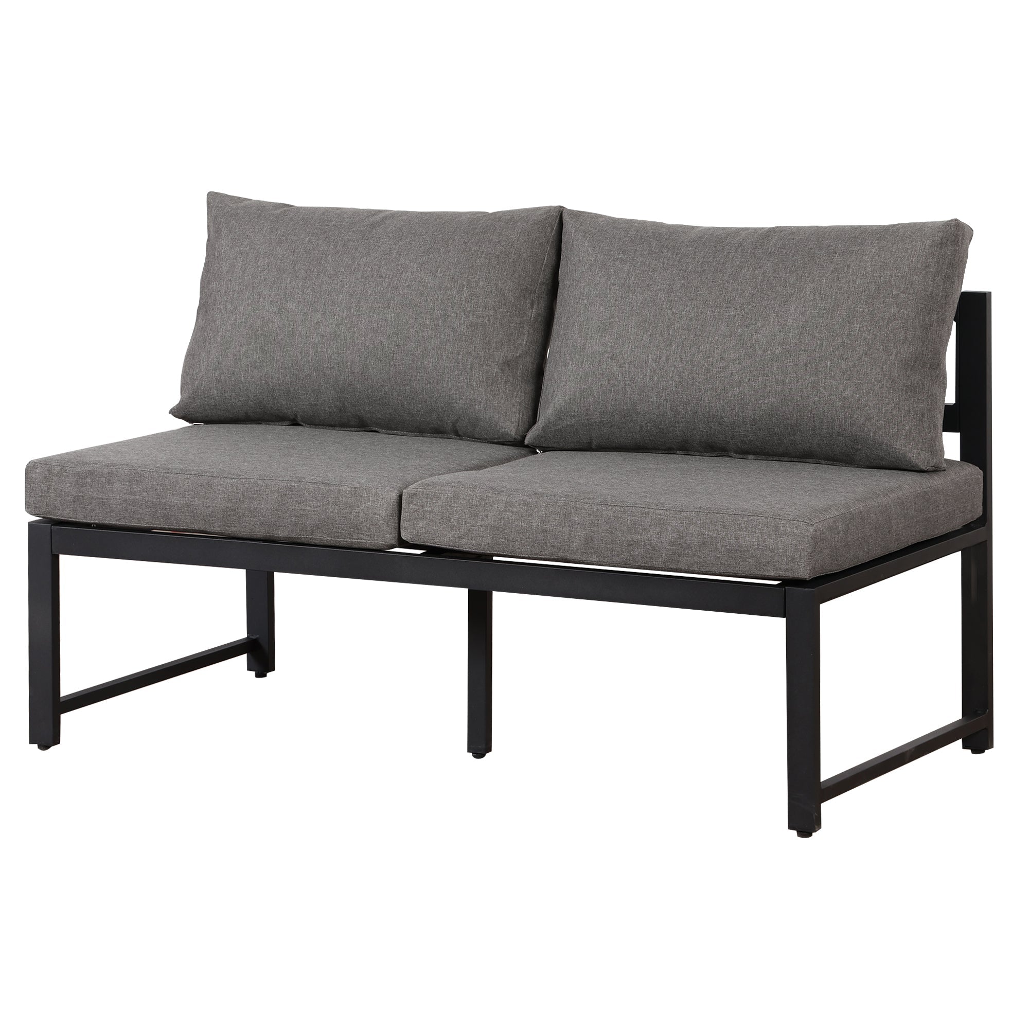 Outdoor Garden Lounge Sofa Set with Reclining Function, Adjustable Backrest, Grey