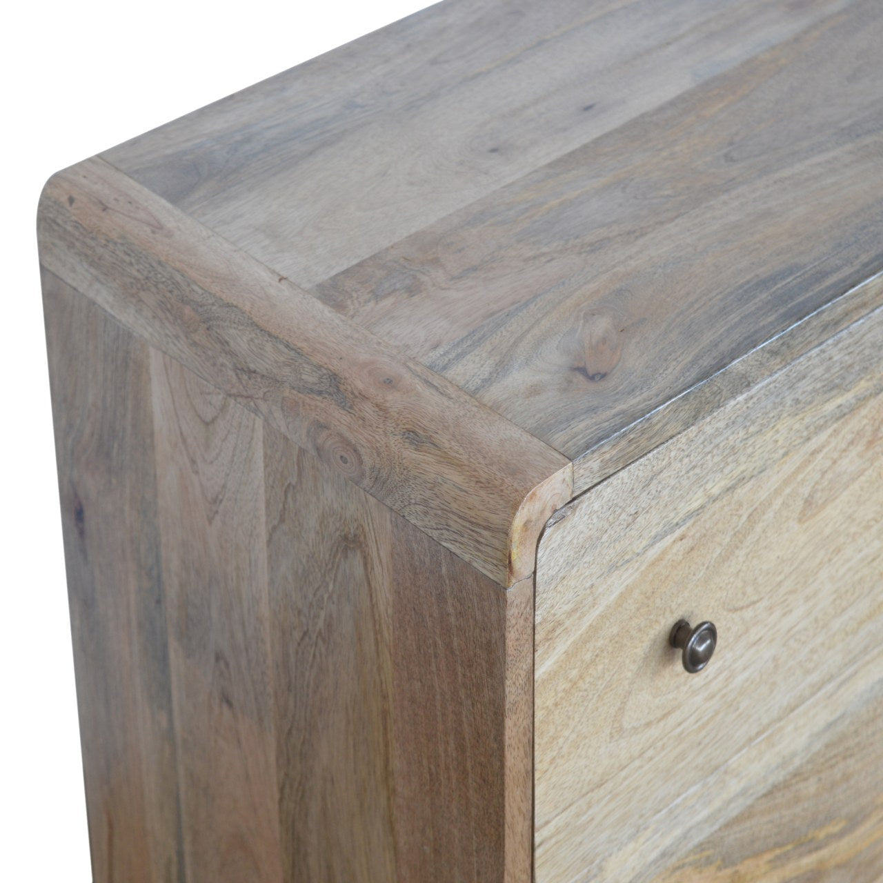Solid Wood Curved Chest, 3 Drawers, Oak-ish Brown