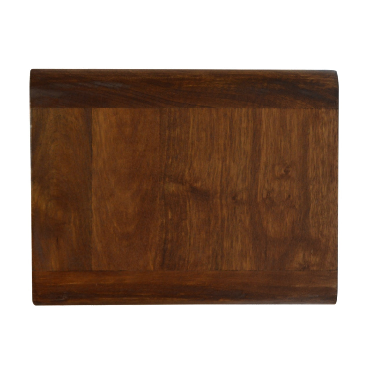 Solid Wood Chestnut Curve Floating Bedside, 1 Drawer and Open Shelf, Dark Brown