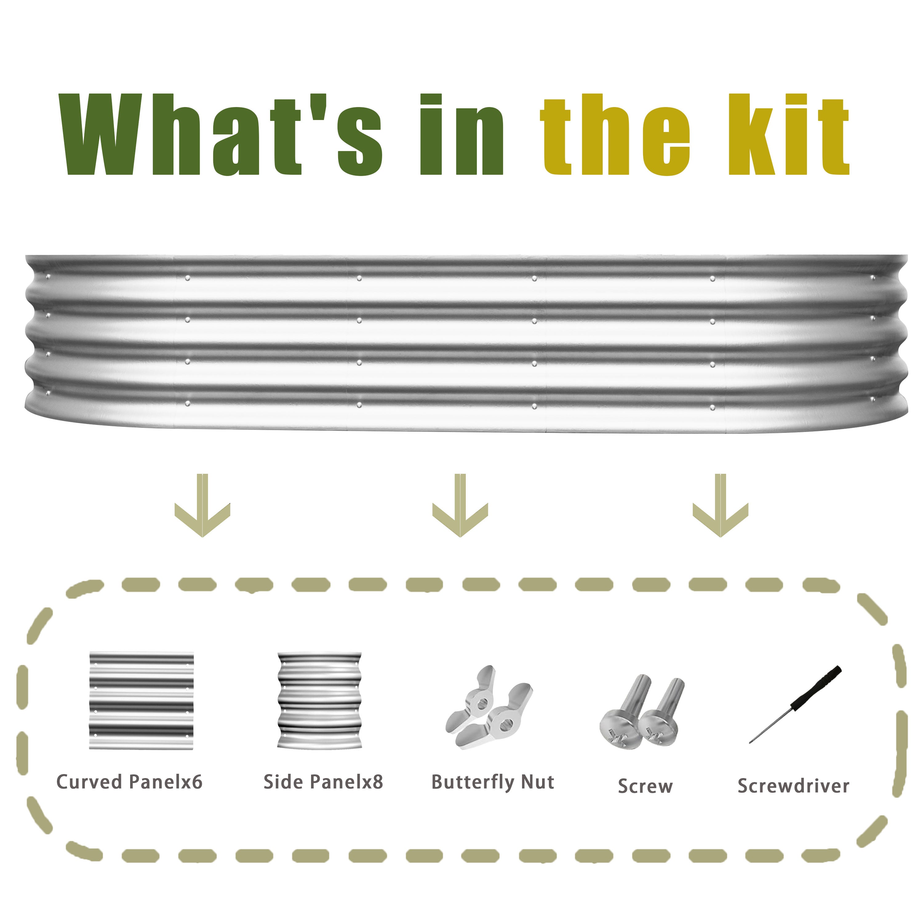 Raised Bed Galvanized Metal Planter Elevated Garden Kit, Rust Resistant, Easy Assembly