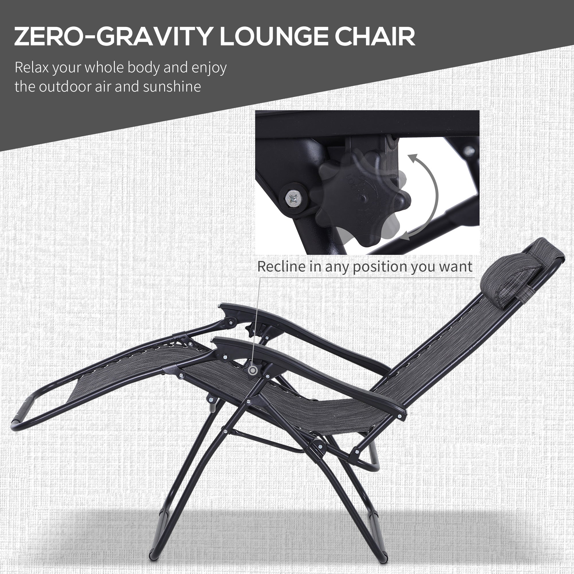 Folding Zero Gravity Chairs and Table Set with Cup Holders, Reclining Garden Yard Pool, Light Grey
