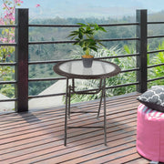 Camping Table Folding Round Ø68cm Rattan Steel
