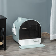 PawHut Cat Litter Box with Hood, Lid, Mat, Plastic Green