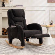 052 Rocking Chair, Upholstered with Armrest, Dark Grey Teddy Fabric