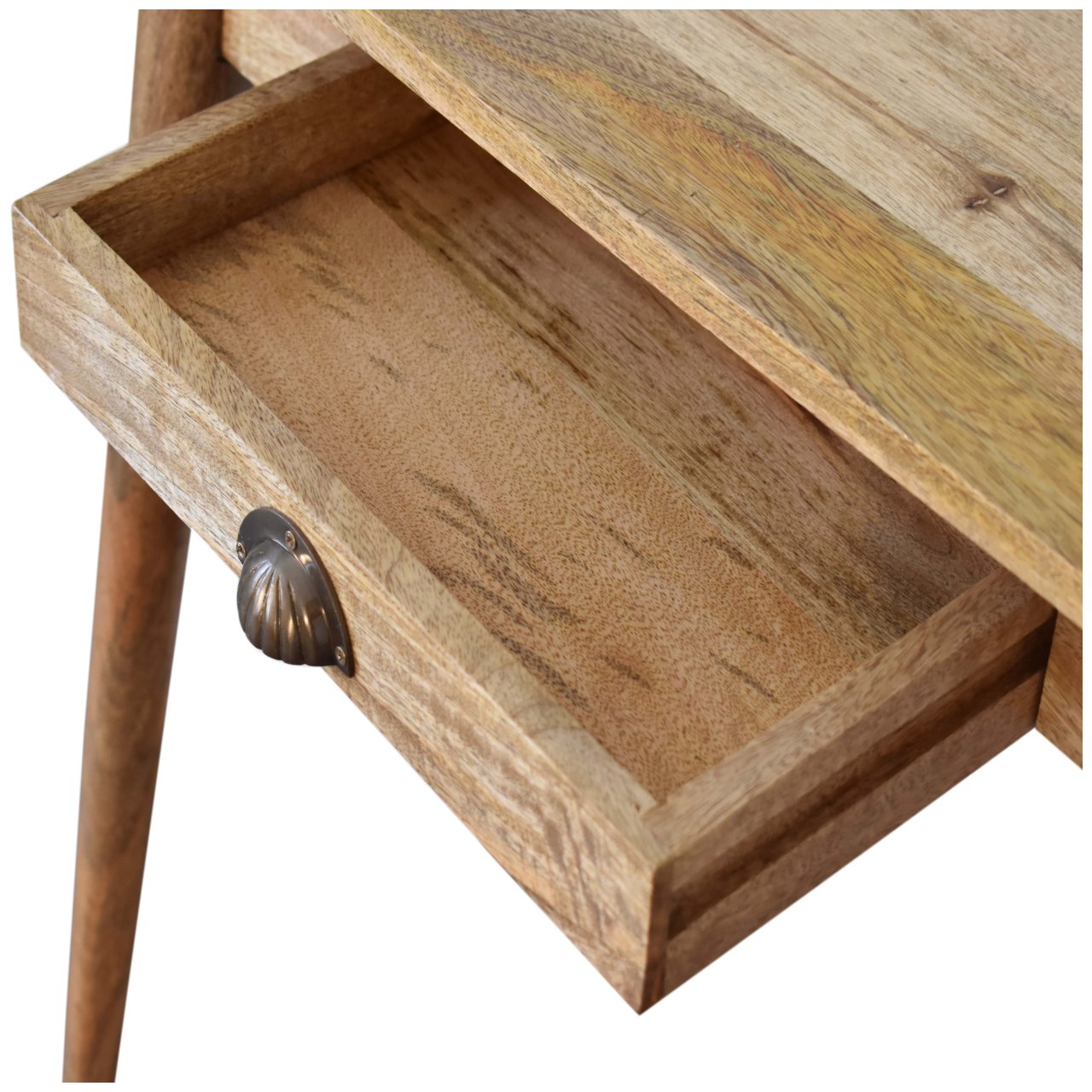 Solid Wood Mini Writing Desk, 1 Drawer, Brown
