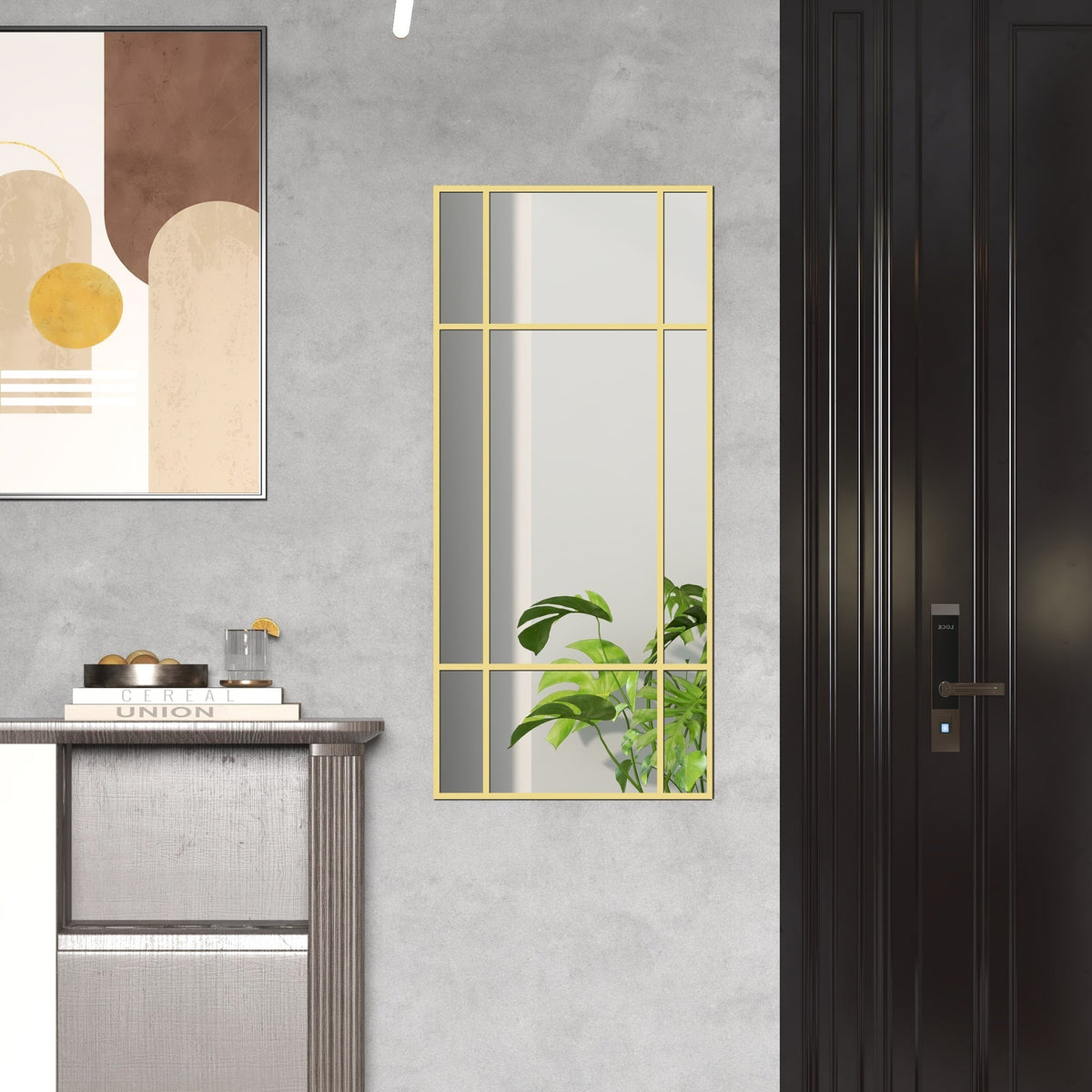Wall Mirror 110 x 50 cm Decorative Rectangular Metal Frame, Gold
