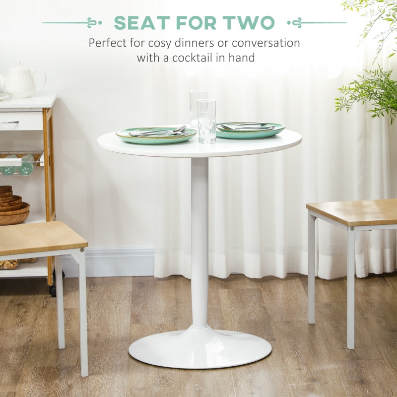 Dining Table, Two-Person Minimalistic 75H x Φ70cm, White