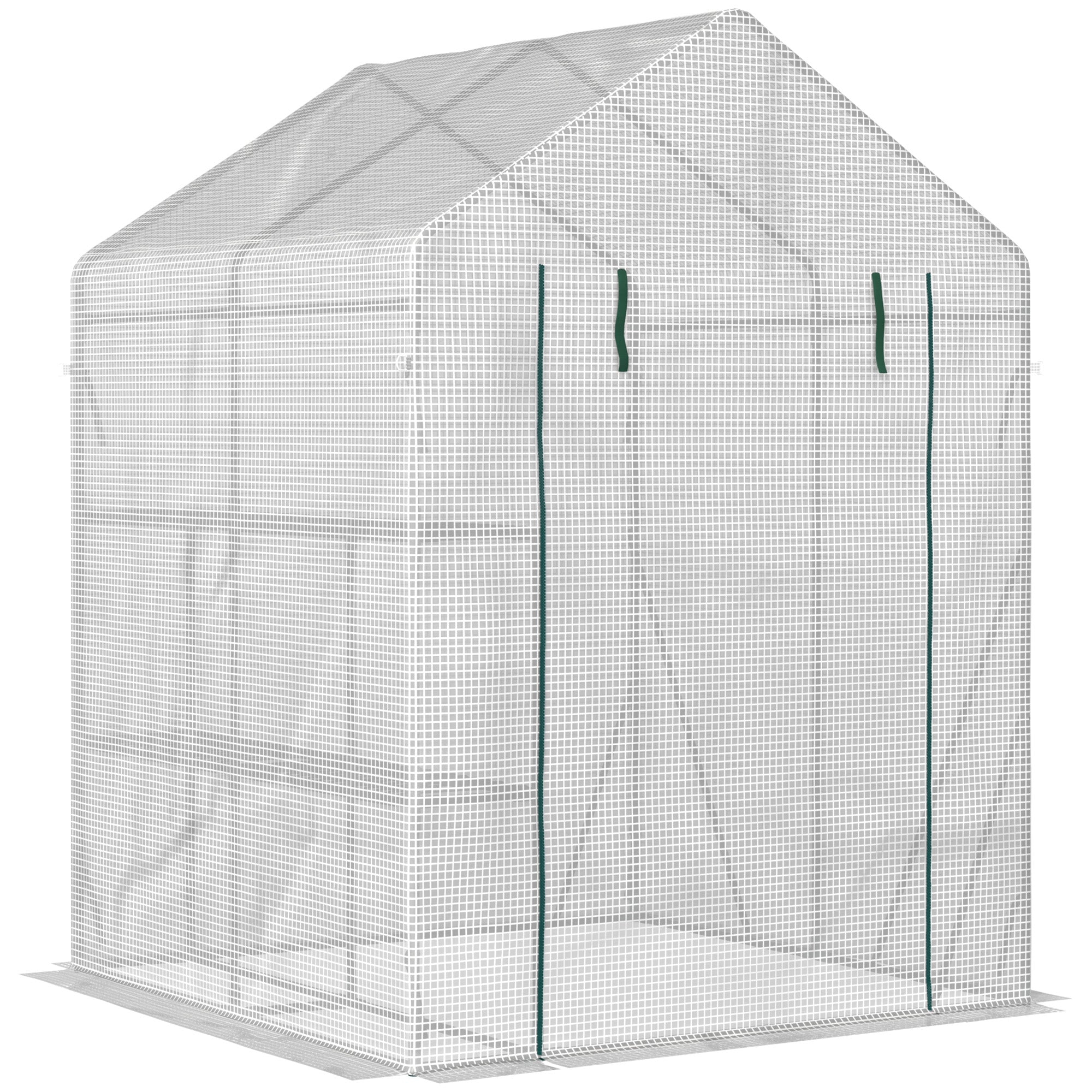 Walk In Greenhouse, Portable 2 Tier Shelf Reinforced PE Cover, Green