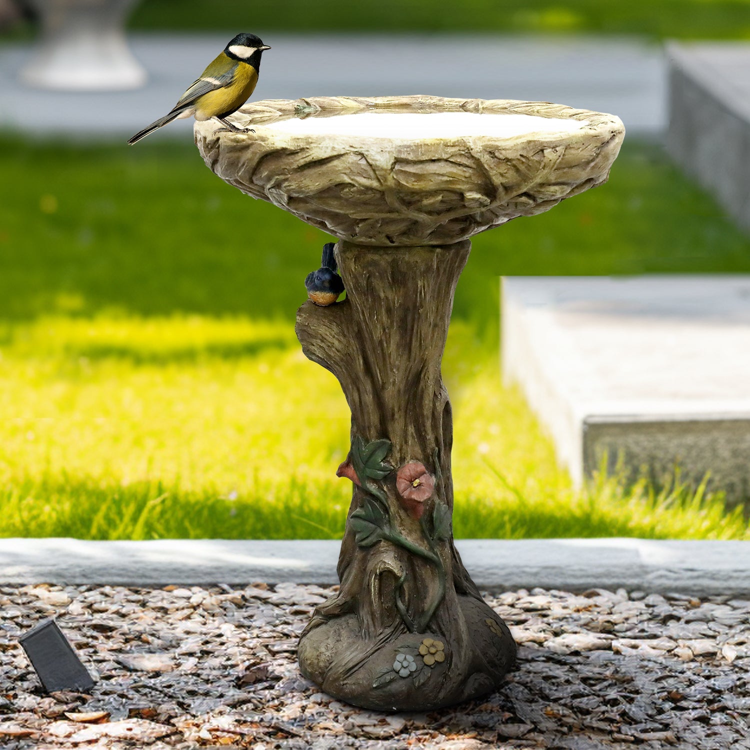 Birdbath Fountain, Concrete Wood Look, 65cm High