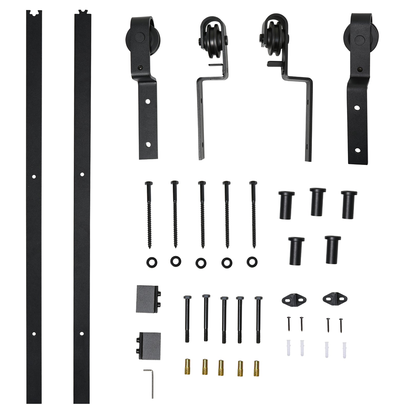 Sliding Door System Track Kit 9 Accessories Carbon Steel Black
