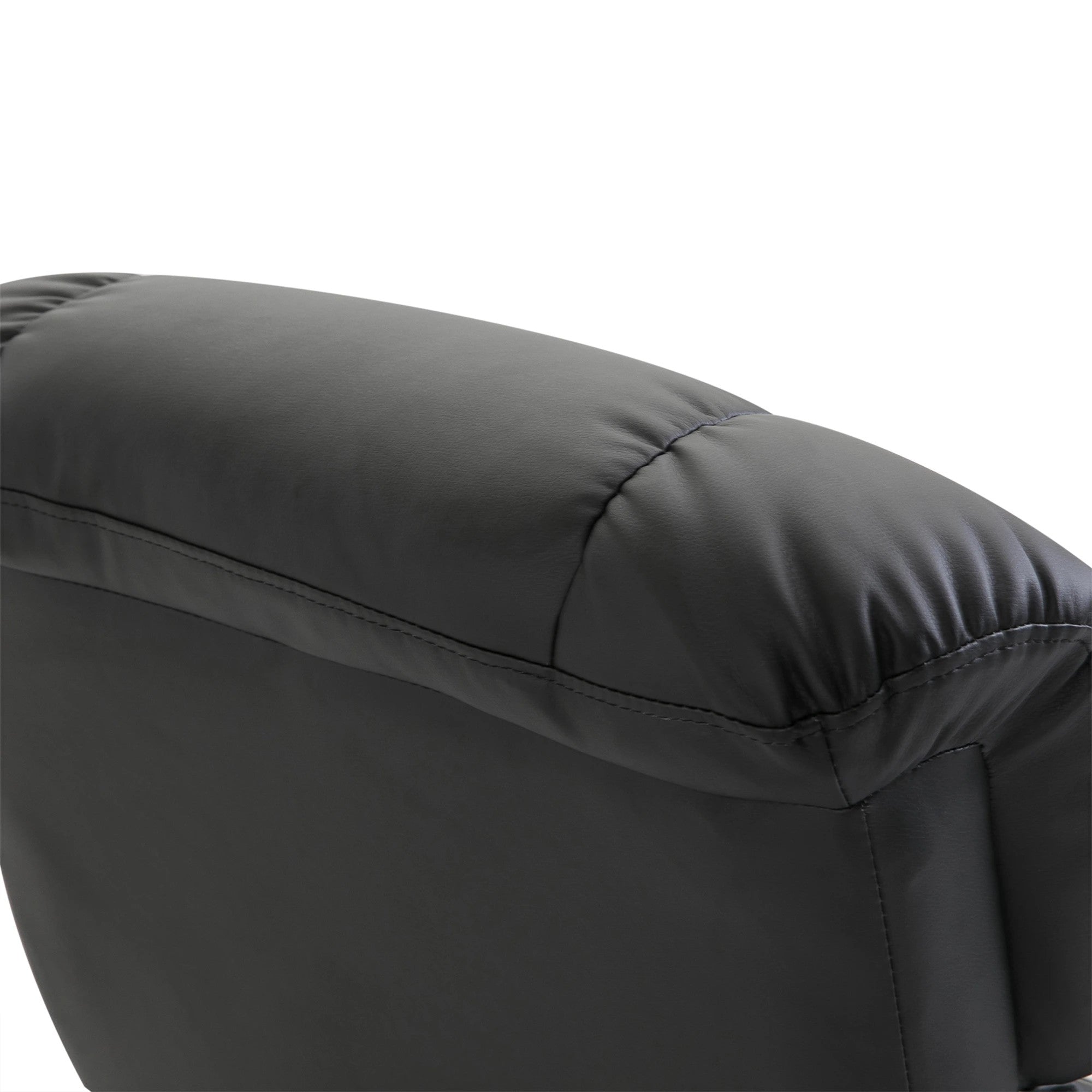 TV Armchair Reclining Deep Padding High Back 360° Swivel, Faux Leather Black