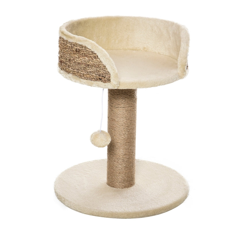 Cat Tree Cat Scratching Post Play Tower Activity Centre with Dangling Ball, Beige