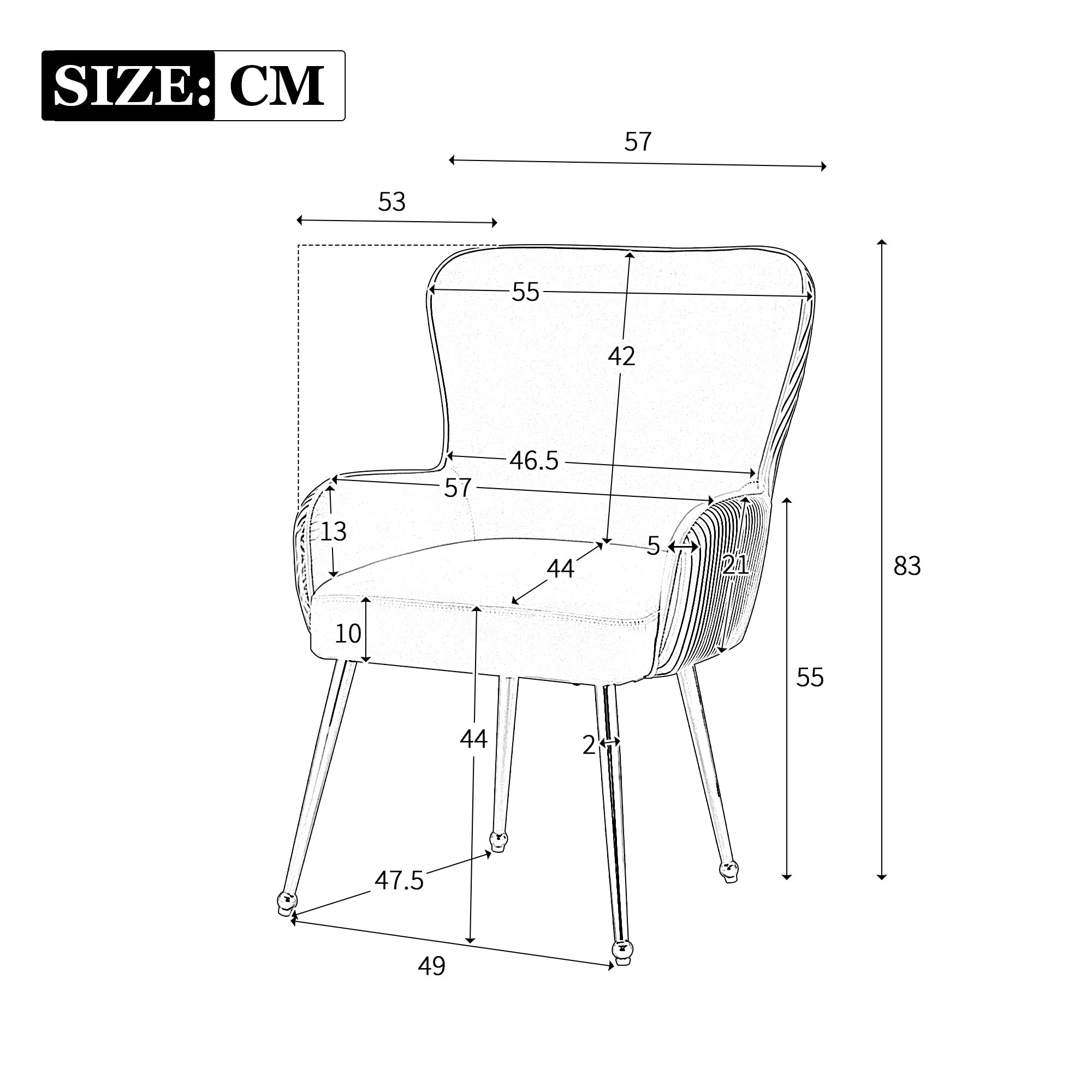 Velvet Dining Chair Set of 6 Lounge Armrests Lumbar Support - Beige Velvet