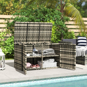 Rattan-Aufbewahrungsbox, 350L, 2-stufig, wetterfest, gemischtes Grau