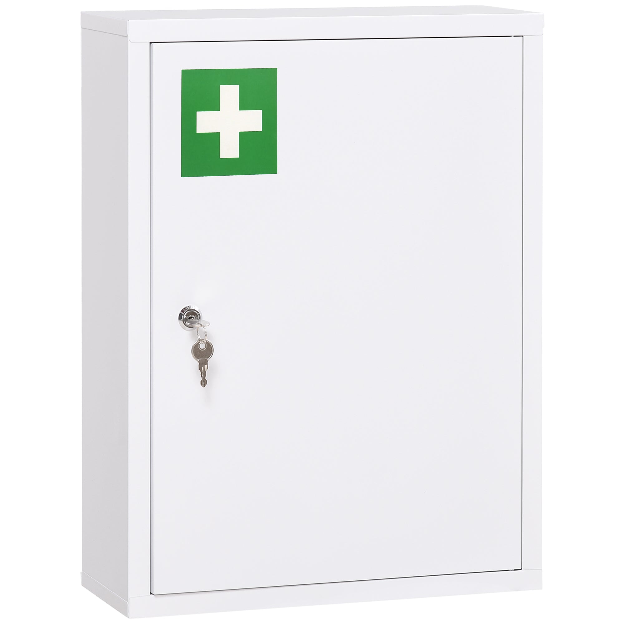 Kleankin Medicine Cabinet, Lockable Wall Mount, Steel, White