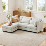 Sofa, L-Shaped Corner with Footstool, 3-Seater, Upholstered
