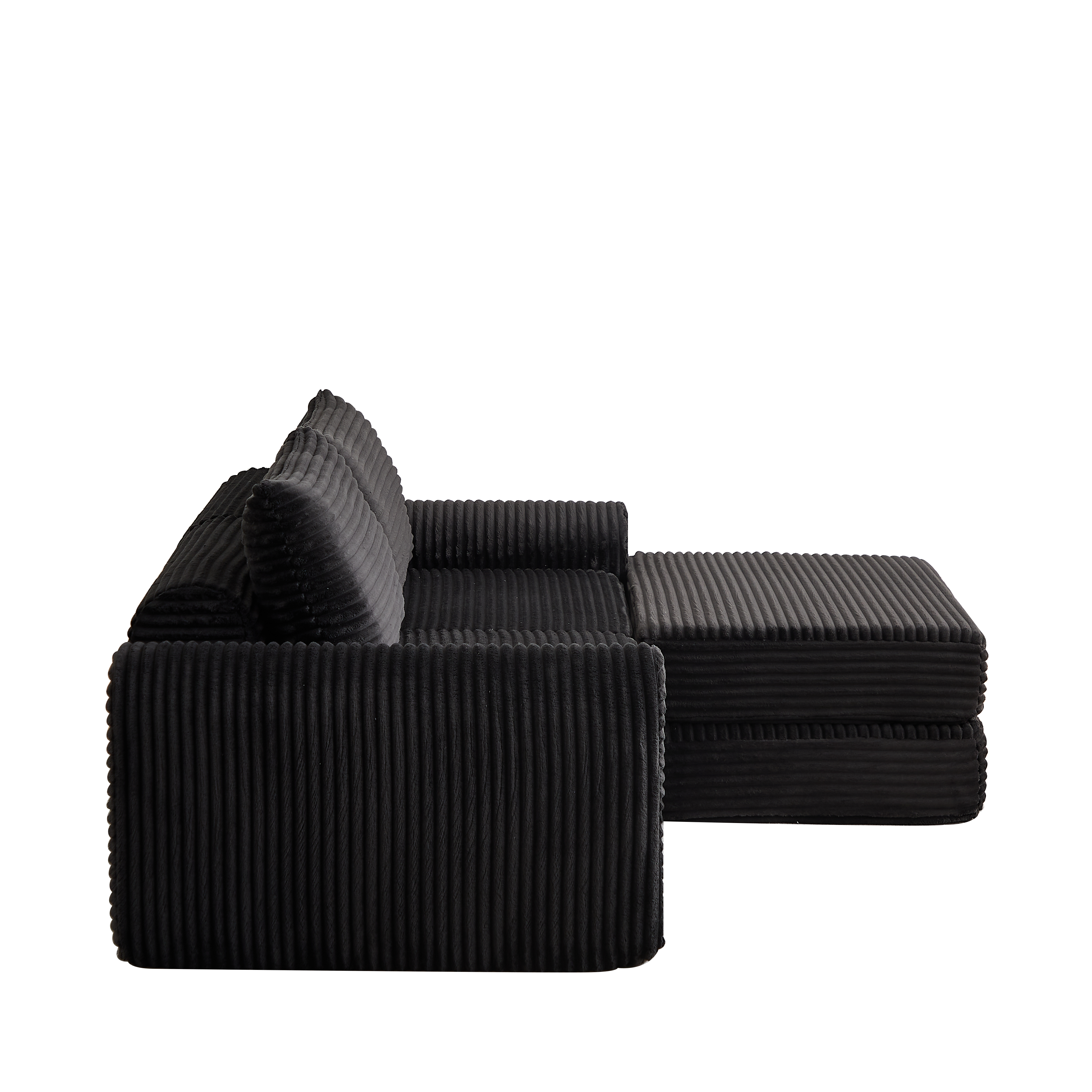 2-in-1 Sofa Bed with Two Pillows and Removable Footstool, Corduroy