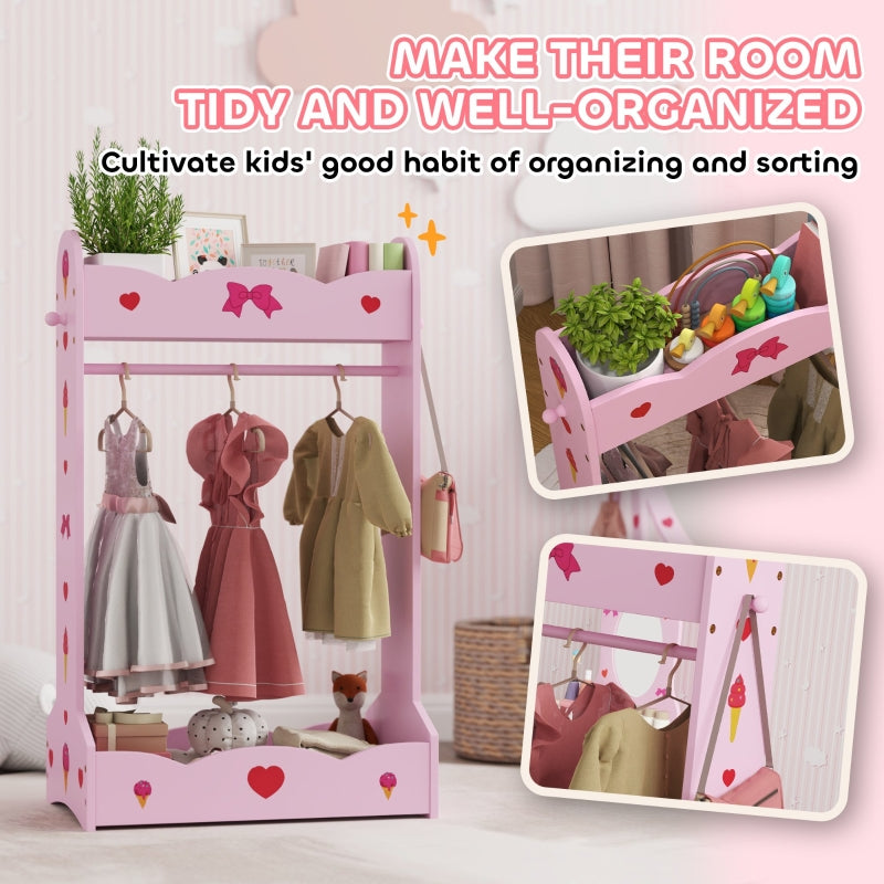 Kids Clothes Rail, Two Shelves for 3-8 Years, Pink