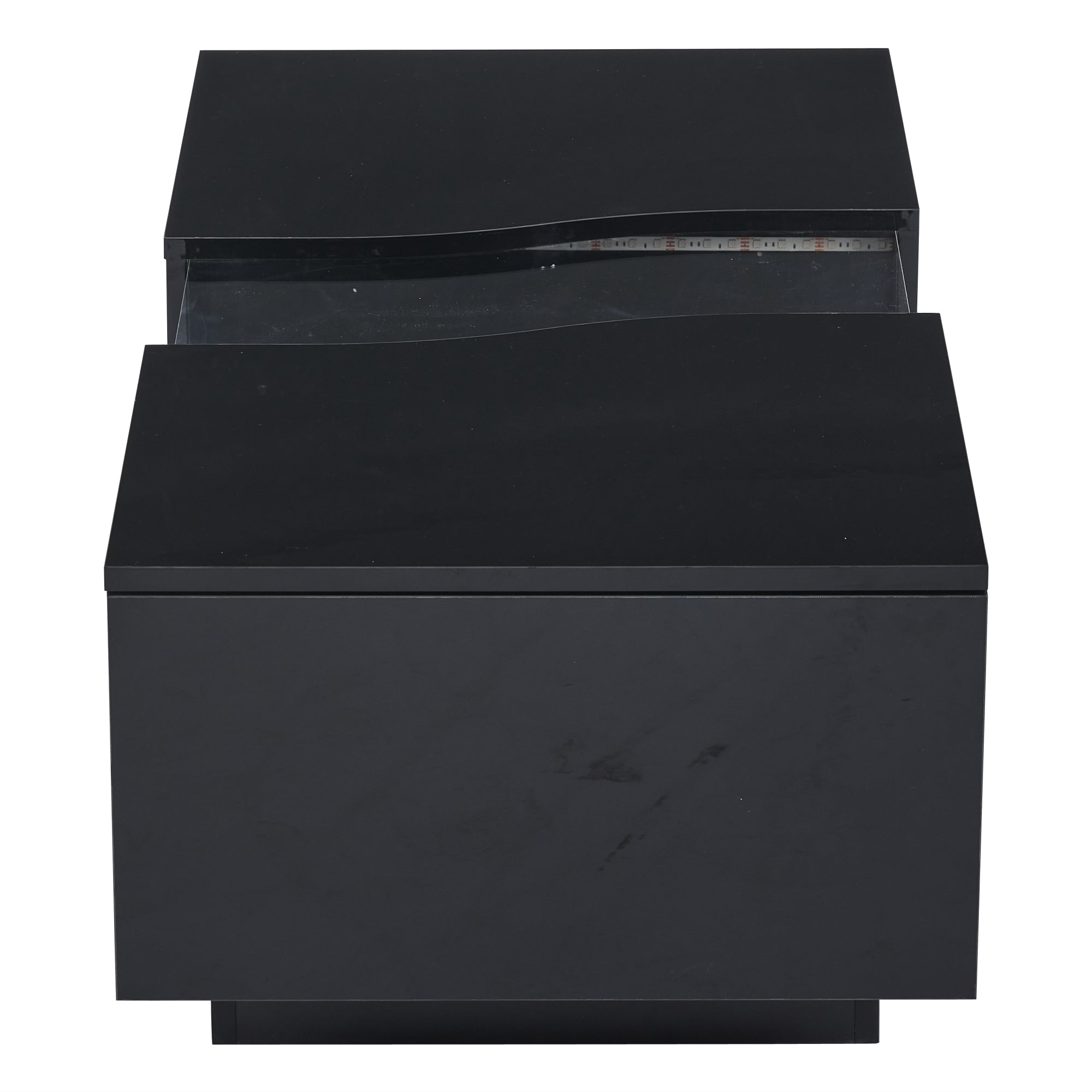 Led Coffee Table with 2 Drawer Storage, Black