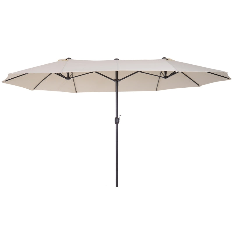 Doppel-Sonnenschirm für die Terrasse, mit Handkurbel, oval, beige