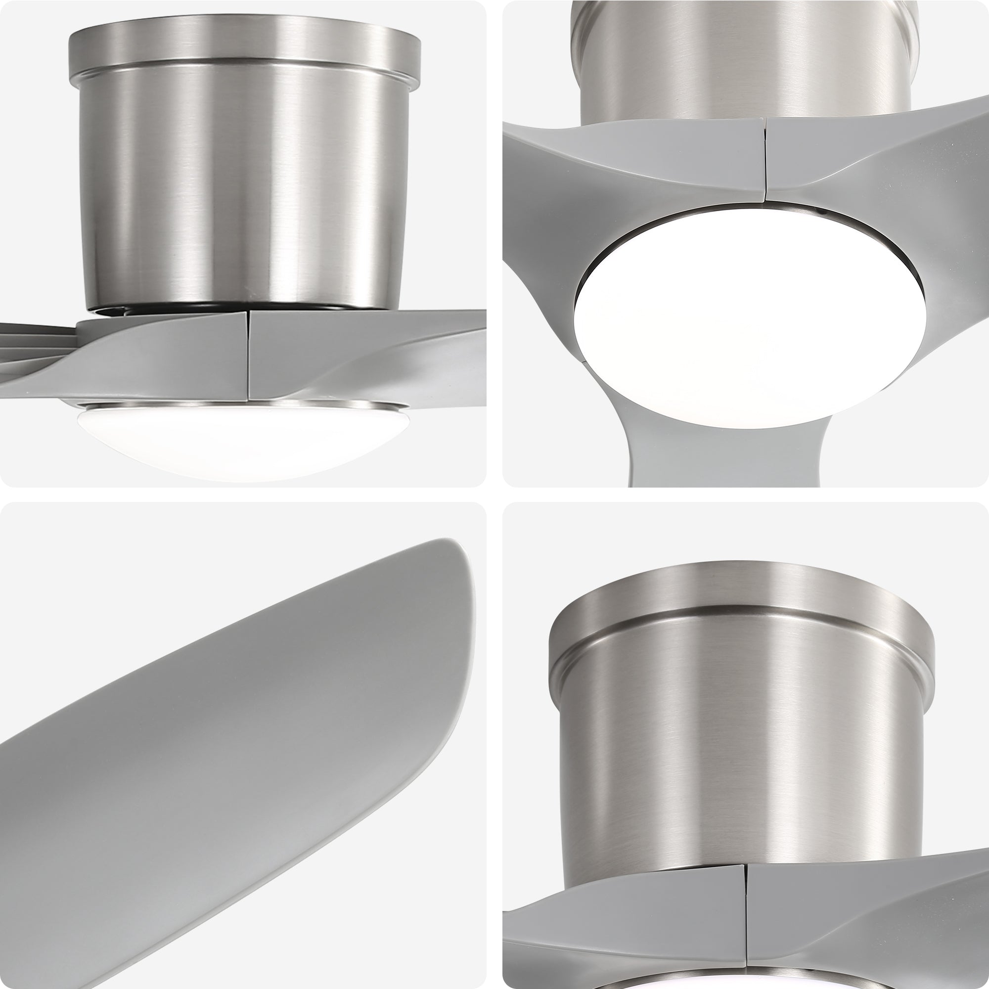 52" Ceiling Fan with LED Light, 18W DC Motor, 3-Color Dimming & Timer