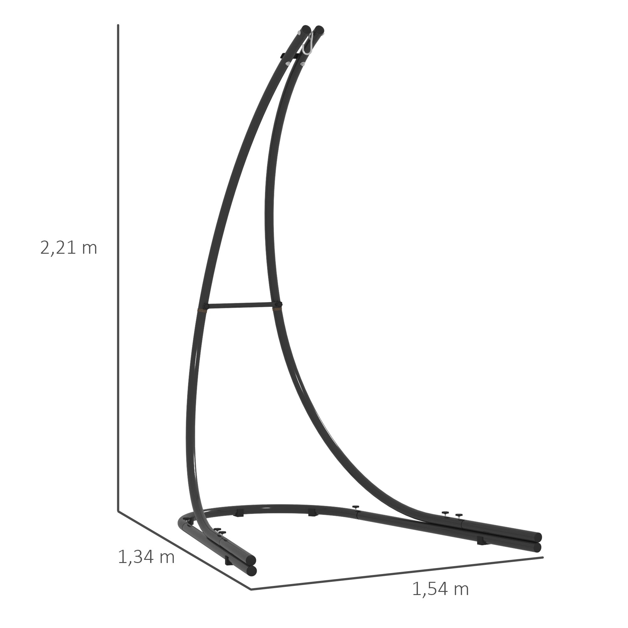 C-shaped Hanging Chair Stand, 150kg Indoor Outdoor Use, Metal Black