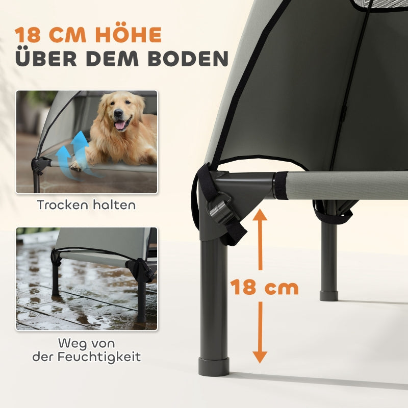 Outdoor Hundebett, erhöht mit Dach für große Hunde, hellgrau