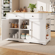 Kitchen Island Trolley Worktop Power Strip Wood Grain White