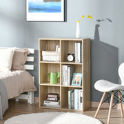 Six-Cube Bookcase Three-Tier Structure Storage Unit Oak Wood Effect