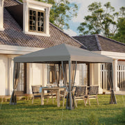 Folding Pavilion/Tent 3x3m Side Walls Carrying Bag Metal Oxford Light Grey/Black