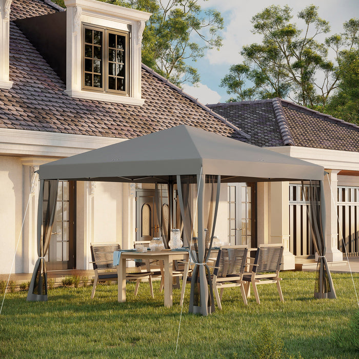 Folding Pavilion/Tent 3x3m Side Walls Carrying Bag Metal Oxford Light Grey/Black