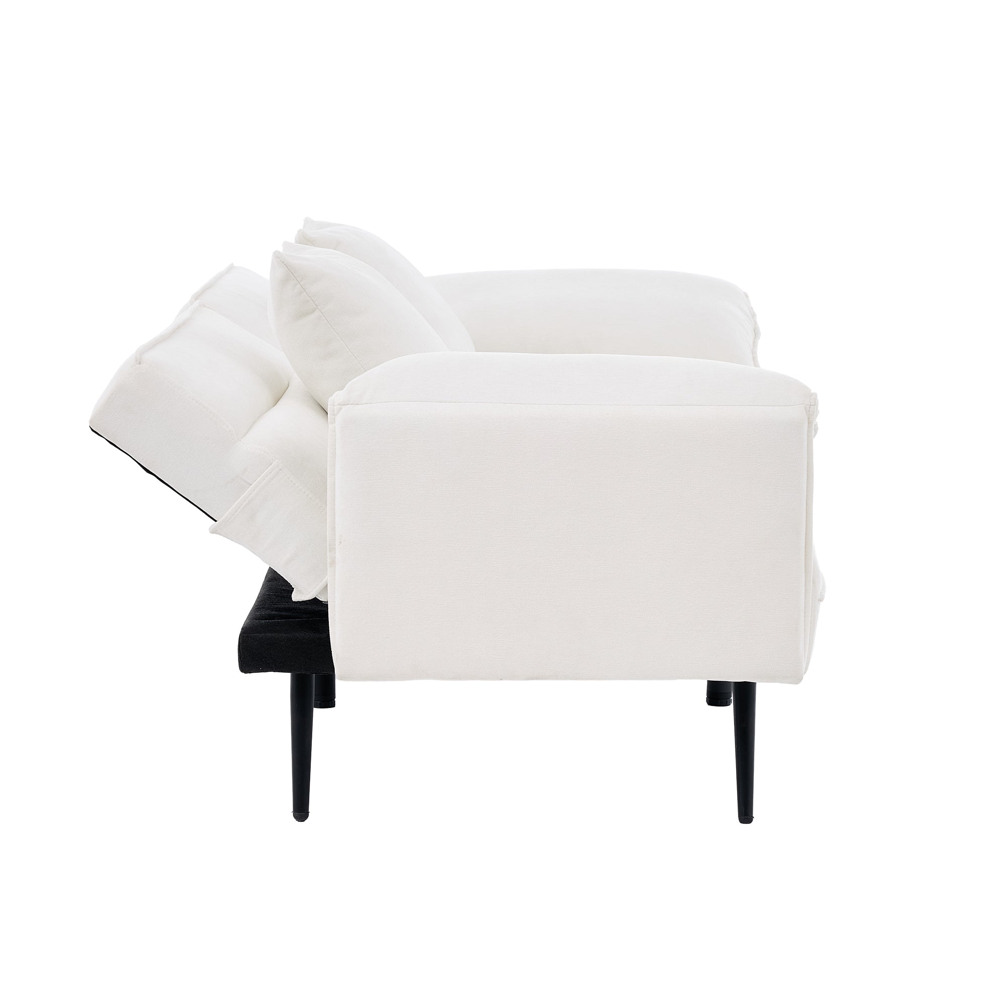 2-Seater Sleeper Sofa with 3-Position Adjustable Backrest, White